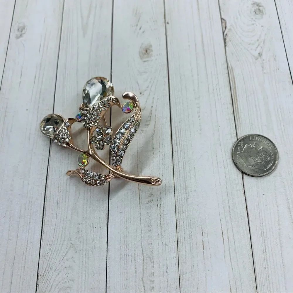 Rose Gold Crystal Brooch